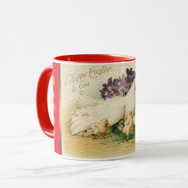 Mug Vintage Hen Et Poulets Pâques (Devant gauche)
