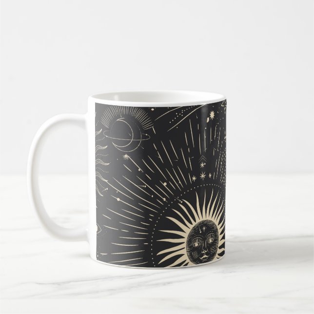 Mug Vintage illustration set of moon phases. Different (Gauche)