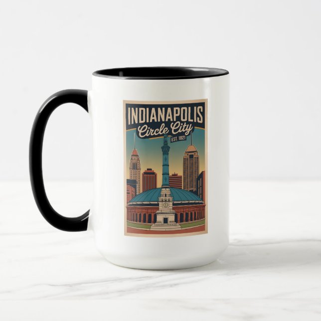 Mug Vintage Indianapolis Indiana Retro Cityscape Art (Gauche)