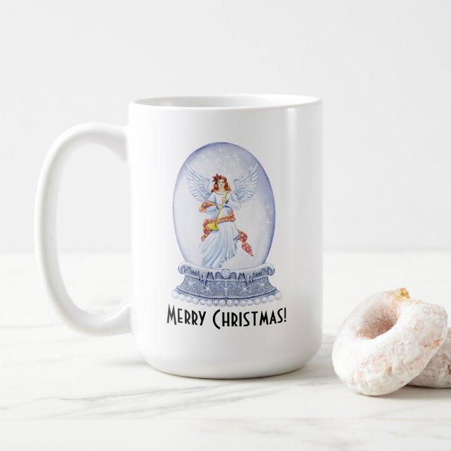Mug Vintage Joyeux Noël Angle Sparkling Snowglobe (Avec donut)
