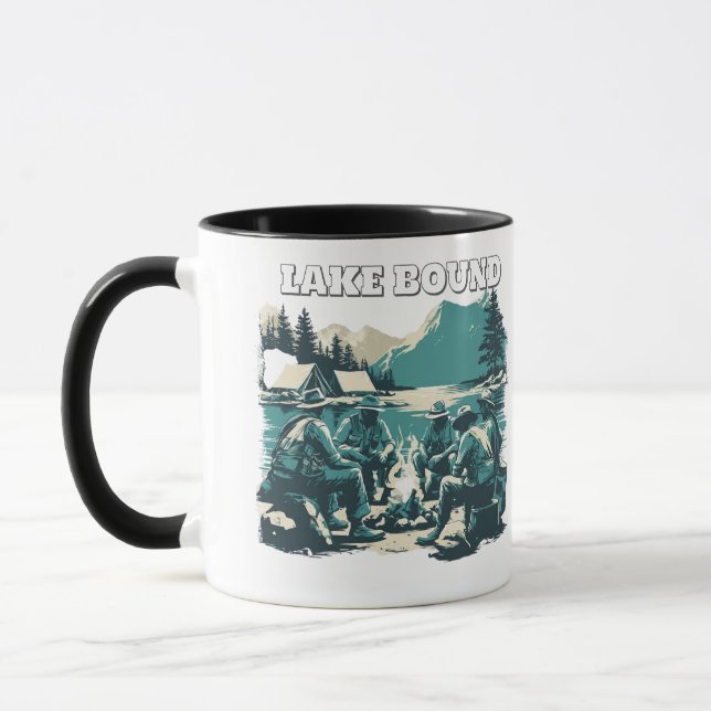 Mug Vintage Lake Bound Camping Campfire Graphic (Gauche)