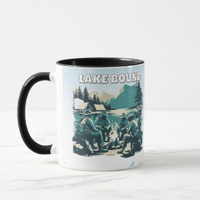 Mug Vintage Lake Bound Camping Campfire Graphic (Gauche)