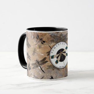 Mug Vintage libellule Entomologie détenue Monogramme