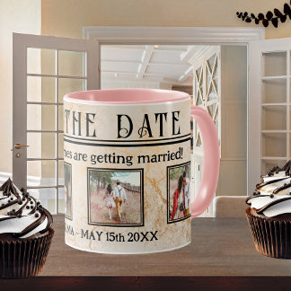 Mug Vintage Love Journal Photo Enregistrer la date