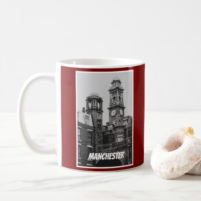 Mug Vintage Manchester Cityscape England 2001 (Avec donut)