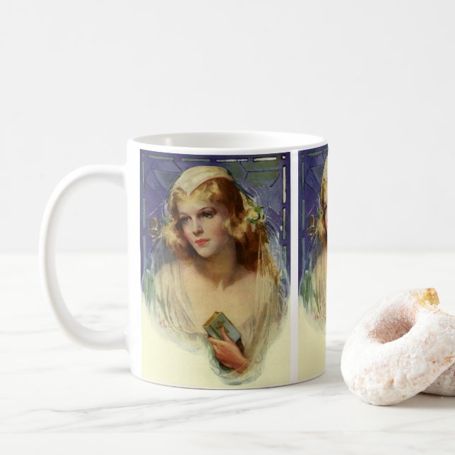 Mug Vintage mariée tenant une Bible, Mariage religieux (Avec donut)
