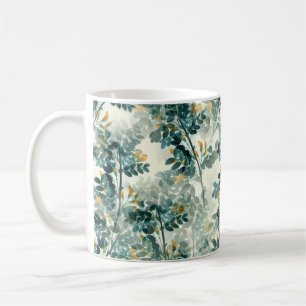 Mug Vintage Mer Green Foliage Feuilles Élégant Motif