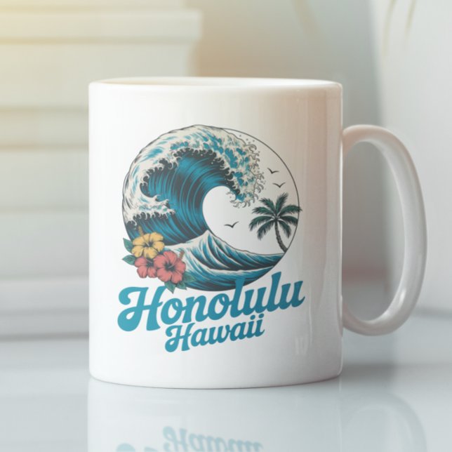 Mug Vintage Minimal Honolulu Hawaii Aloha Travel  (Vintage Minimal Honolulu Hawaii Aloha Travel Coffee Mug)