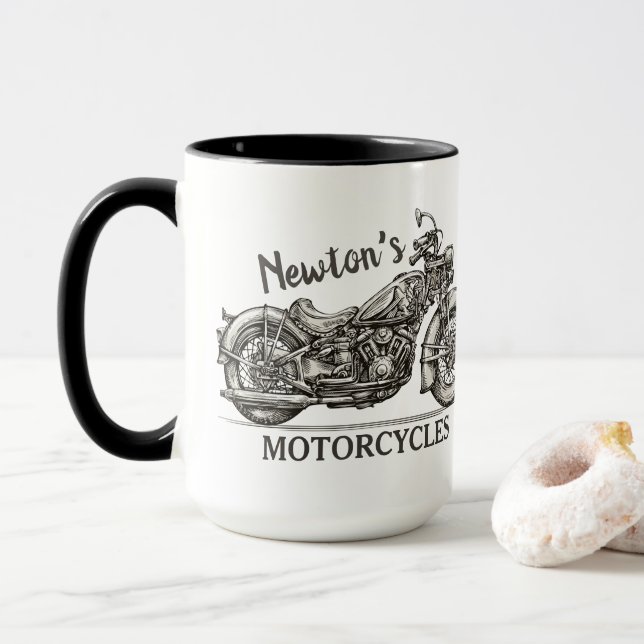 Mug Vintage Motocyclette NOM PERSONNALISÉ Garage pour  (Avec donut)