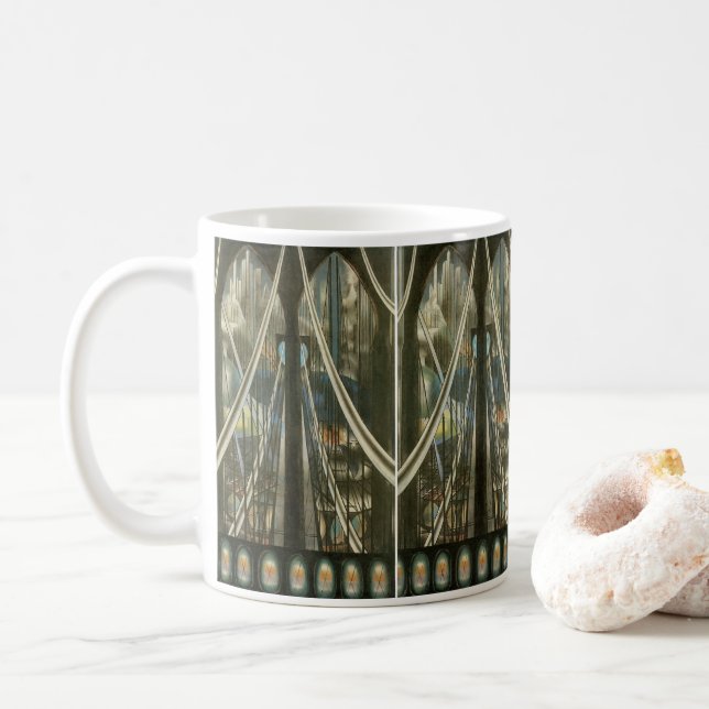Mug Vintage New York Architecture, Brooklyn Bridge (Avec donut)