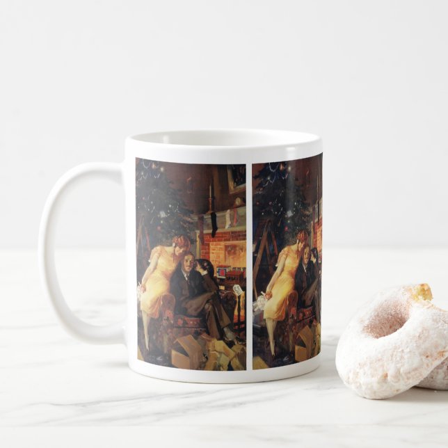 Mug Vintage Noël, Amour et Romance Couple (Avec donut)