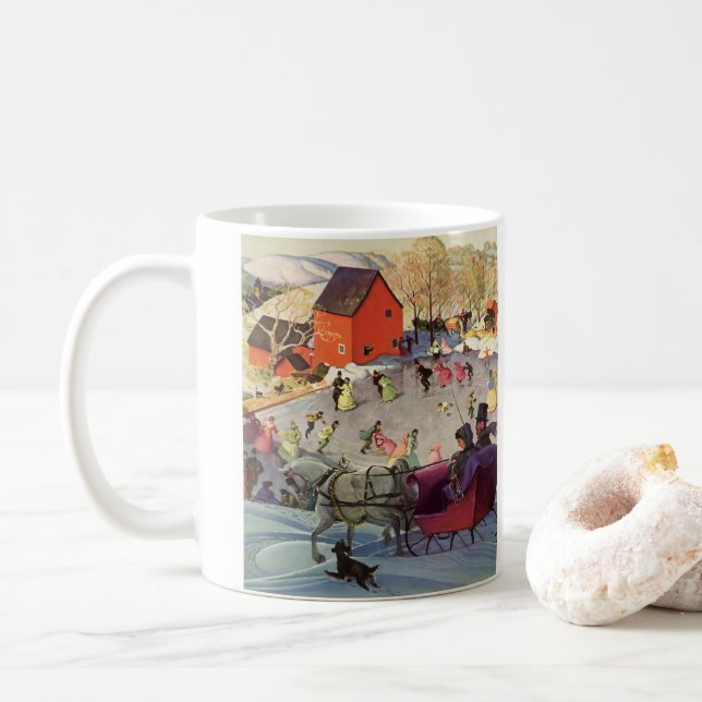 Mug Vintage Noël, Amour et Romance Sleigh Ride (Avec donut)