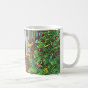 Mug Vintage Noël, Cabine confortable en rondins avec c