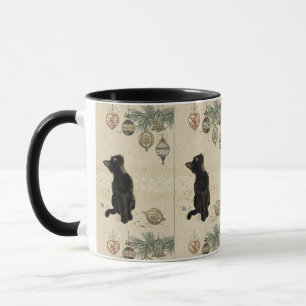 Mug Vintage Noël Chat Noir Regardant Les Ornements
