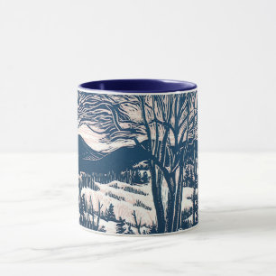 Mug Vintage Noël, Paysage de montagne d'hiver