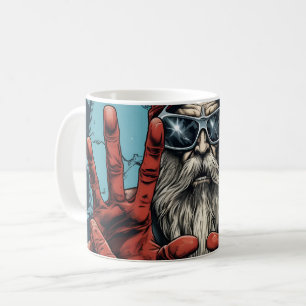 Mug Vintage Noël Père Noël Heavy Metal Rock and Roll