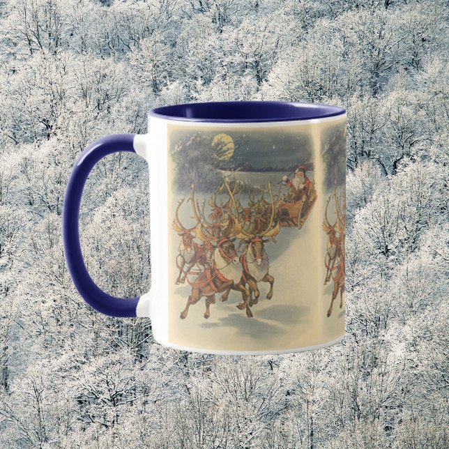Mug Vintage Noël Père Noël Sleigh avec Reindeer (Créateur téléchargé)