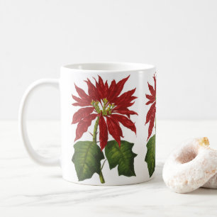Mug Vintage Noël, Rouge Poinsettia Plante d'hiver