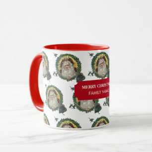 Mug Vintage Noël Santa Claus Turkeys Nom personnalisé