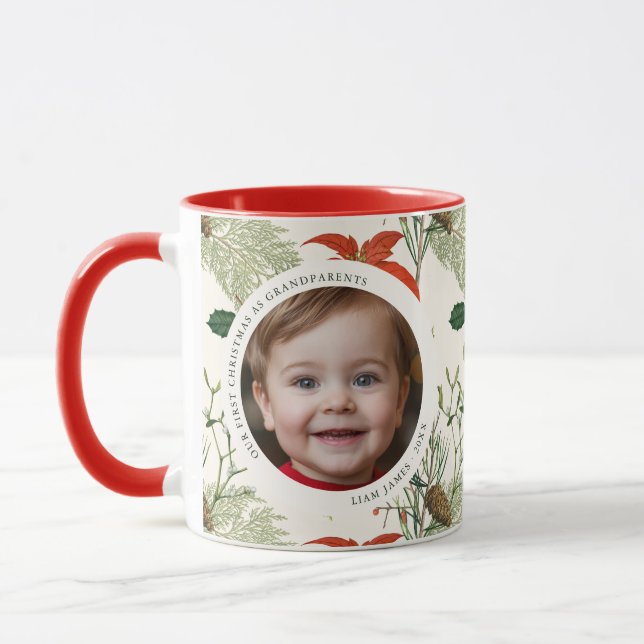 Mug Vintage Noël Verdure Motif Photo (Gauche)