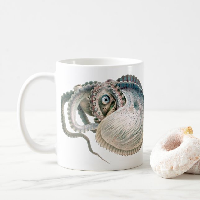 Mug Vintage Octopus Argonaut, Marine Life Animaux (Avec donut)