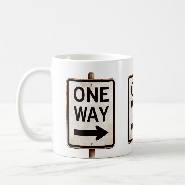 Mug Vintage ONE WAY rusty street sign (Gauche)