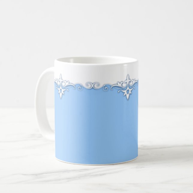 Mug Vintage ornement bordure bleu clair (Devant gauche)