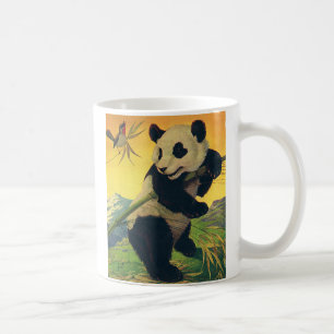 Mug Vintage Ours Panda Mange Bambou, Animal Sauvage