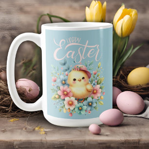 Mug Vintage Pastel Spring Chick En Floral Joyeux Pâque