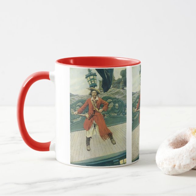 Mug Vintage Pirates, capitaine Keitt par Howard Pyle (Avec donut)