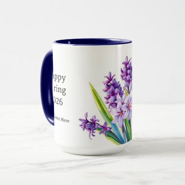 Mug Vintage Purple Hyacinth Floral Spring Art (Devant gauche)