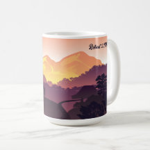 Vintage Purple Jaune Farmhouse Mountain Sunset