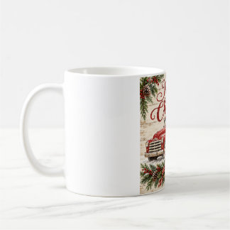 Mug Vintage Red Truck Christmas Farmhouse Art