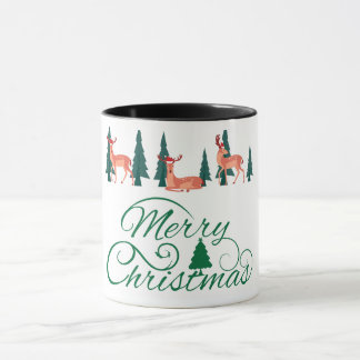 Mug Vintage Reindeer with Santa Hats Coffee