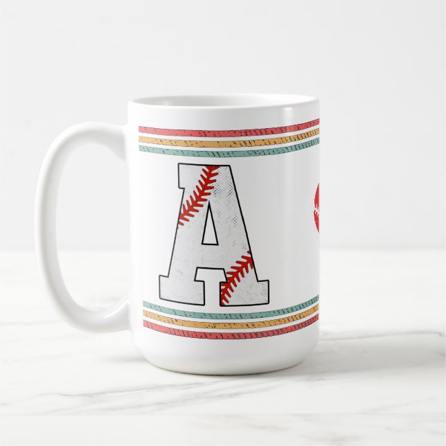Mug Vintage Retro Baseball Letter A Design (Gauche)