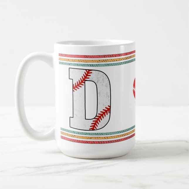 Mug Vintage Retro Baseball Letter D Design (Gauche)