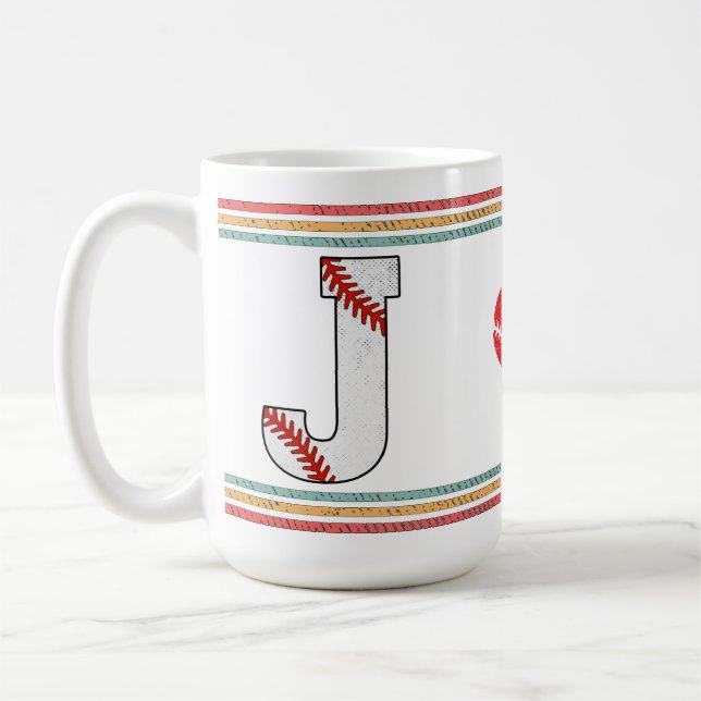 Mug Vintage Retro Baseball Letter J Varsity (Gauche)