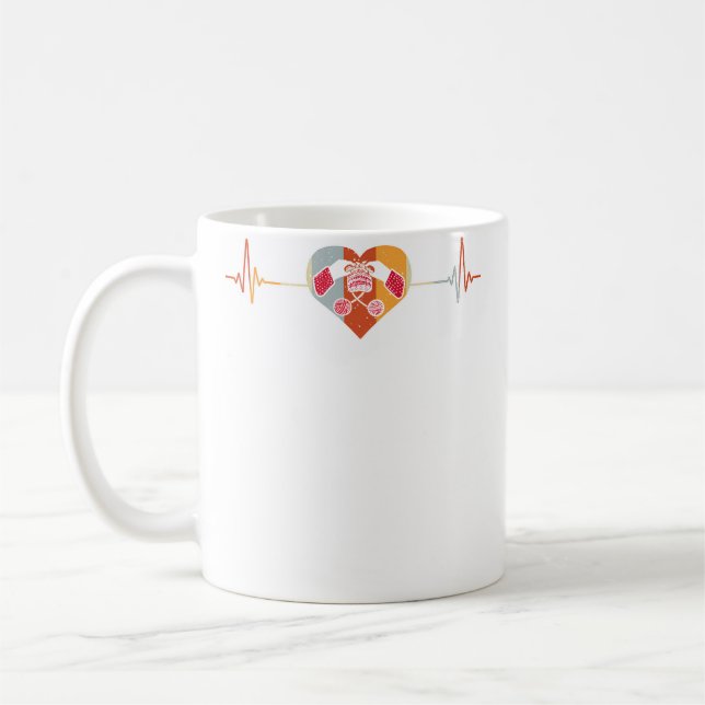 Mug Vintage Retro Distressed Heartbeat Crochet Knittin (Gauche)
