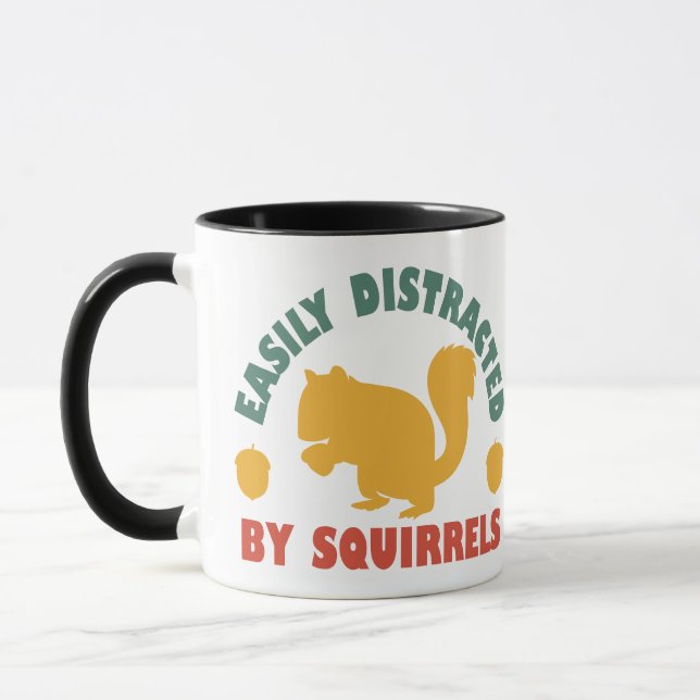 Mug Vintage Rétro Facilement Distrait Par Les Écureuil (Gauche)