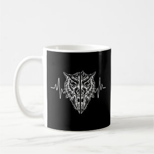 Mug Vintage Retro Heartbeat Word Wolf Amoureux des ani