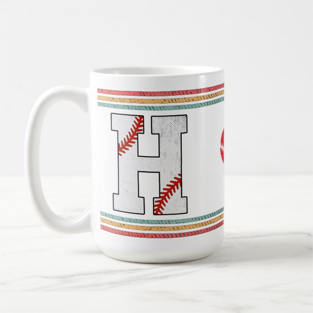 Mug Vintage Rétro Lettre de Baseball H Athlétique (Gauche)