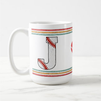 Mug Vintage Rétro Lettre de Baseball J Universitaire
