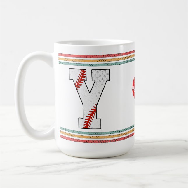 Mug Vintage Rétro Lettre de Baseball Y Classique (Gauche)