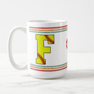 Mug Vintage Rétro Lettre de Softball F École Ancienne