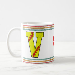 Mug Vintage Rétro Lettre de Softball V Classique