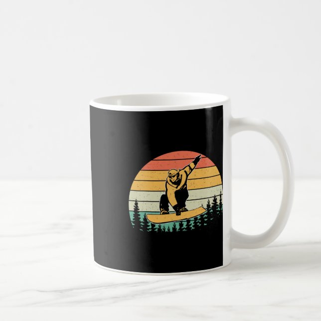 Mug Vintage Retro Snowboardeur Silhouette Snowboard (Droite)