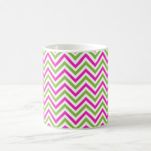 Mug Vintage rose et vert Chevron Zigzag