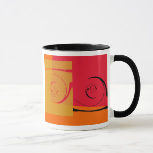 Mug Vintage rose, orange, jaune, noir art déco rétro