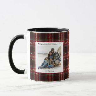 Mug Vintage Rouge Carreaux Monogramme 2 Photo Noël Mig