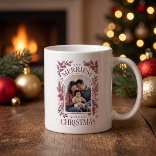 Mug Vintage Rouge Noël le Plus Joyeux Deux Photos